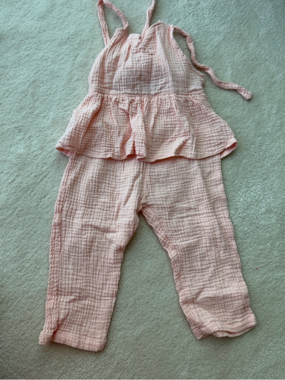 Peach Gauze Soft Cotton Muslin Baby Jumpsuit Overall